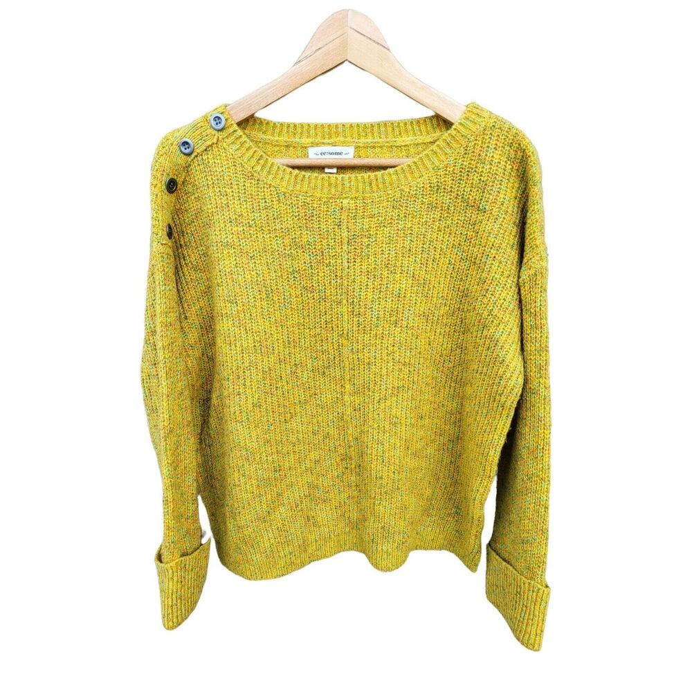 EE: Some Sweater S/M Womens‎ Cuffed Long Sleeve Crew Neck Multicolor Coquette